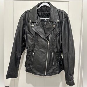 Viking Cycle Women's Leather Motorcycle Jacket VC8000-XL  Black